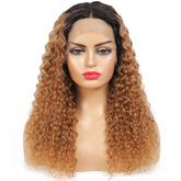 Ronashow Ombre Dark Roots 1B/30 Deep Curly 13*4 Lace Front Wig